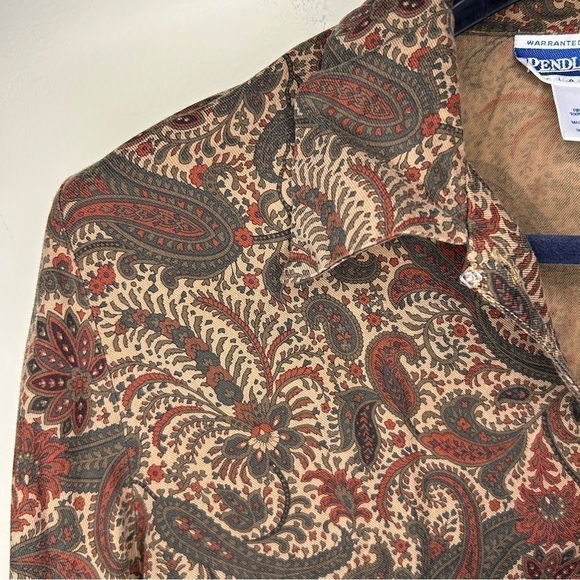 Vintage Pendleton Button Down Shirt Tailored Paisley 70s Style - Picture 5 of 7